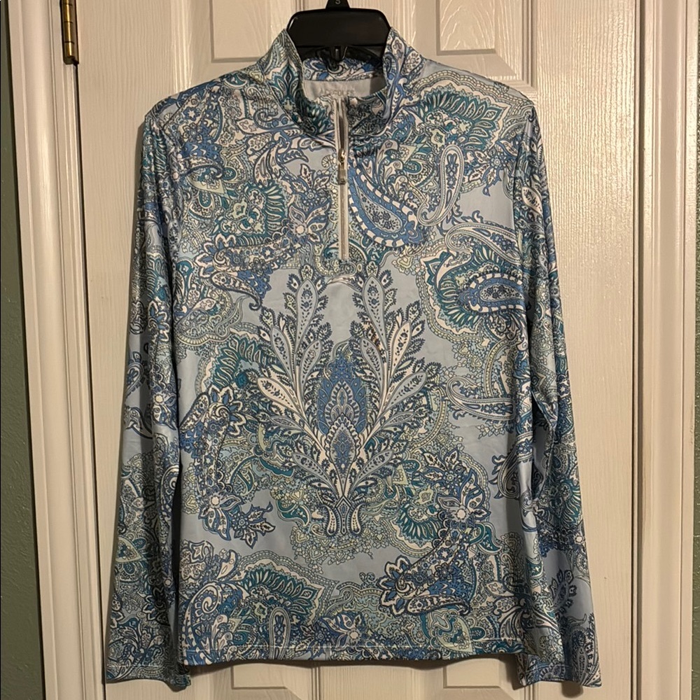 Blue Paisley Quarter-Zip Pullover